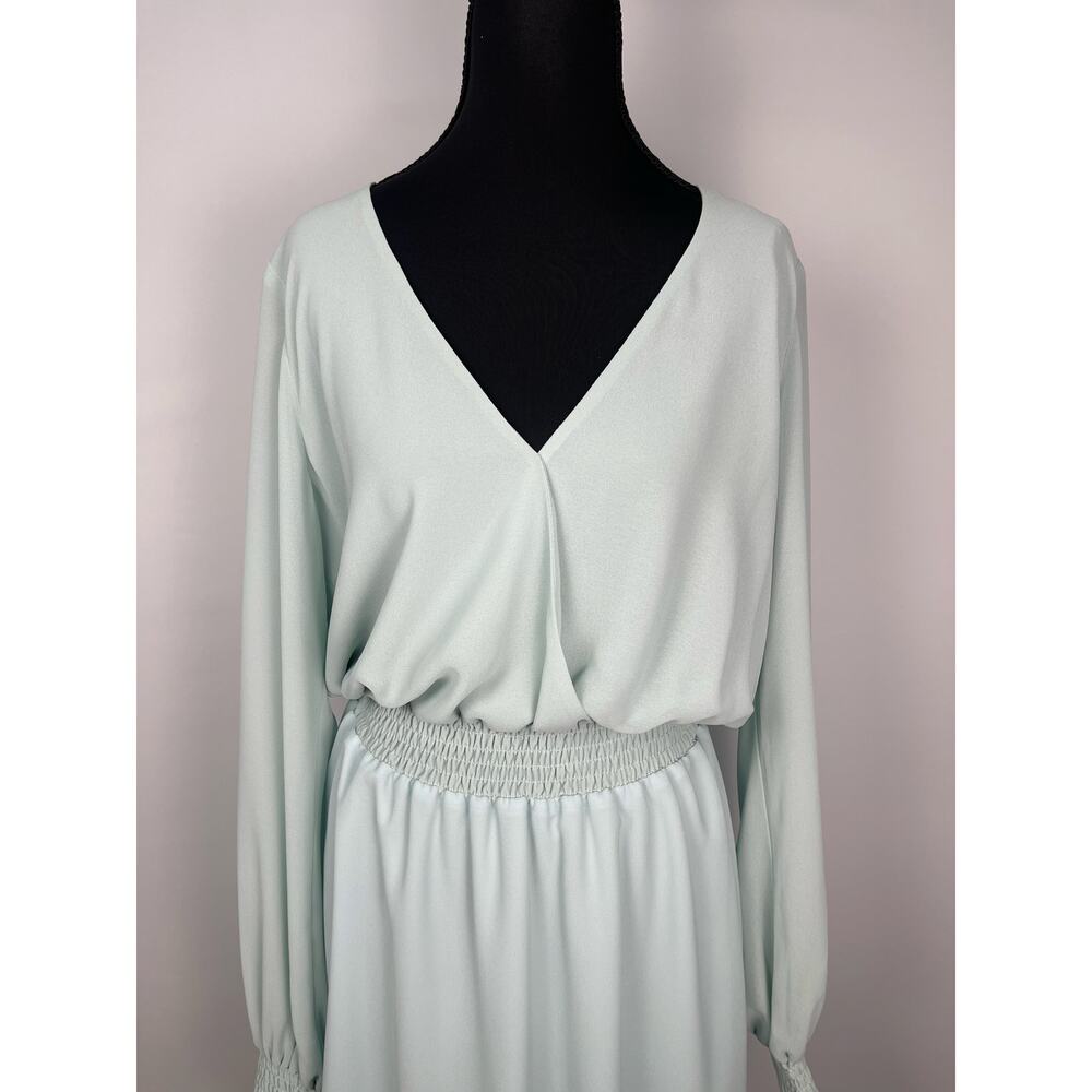 Show Me Your Mumu Adelaide Dress Light Blue Long Sleeve Mini Dress Womens Medium - Picture 3 of 8